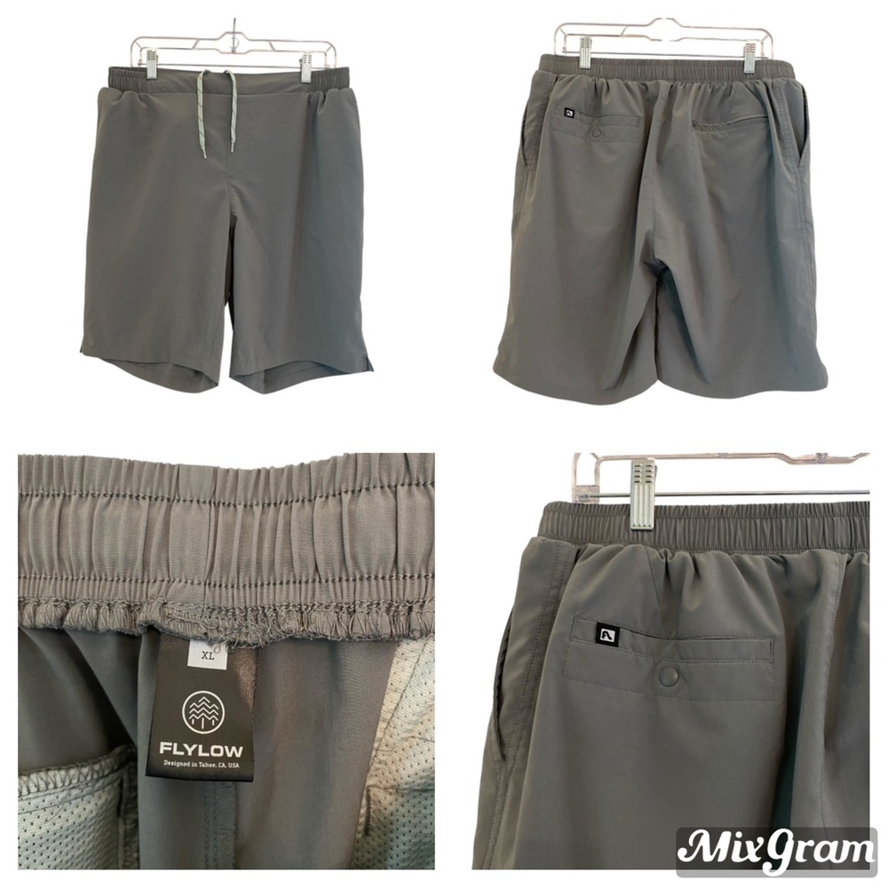 Flylow Shorts Men Gray XL Athletic‎ Drawstring Elastic Waist Performance Stretch